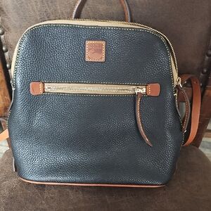 Dooney & Bourke Black and Tan Leather Backpack